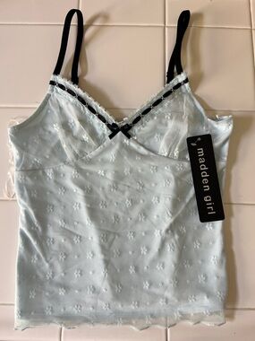 Madden Girl light Blue Floral Lace Cami with Black Straps